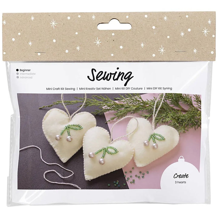 Pretty Hearts | Mini Sewing Craft Kit | Makes 3