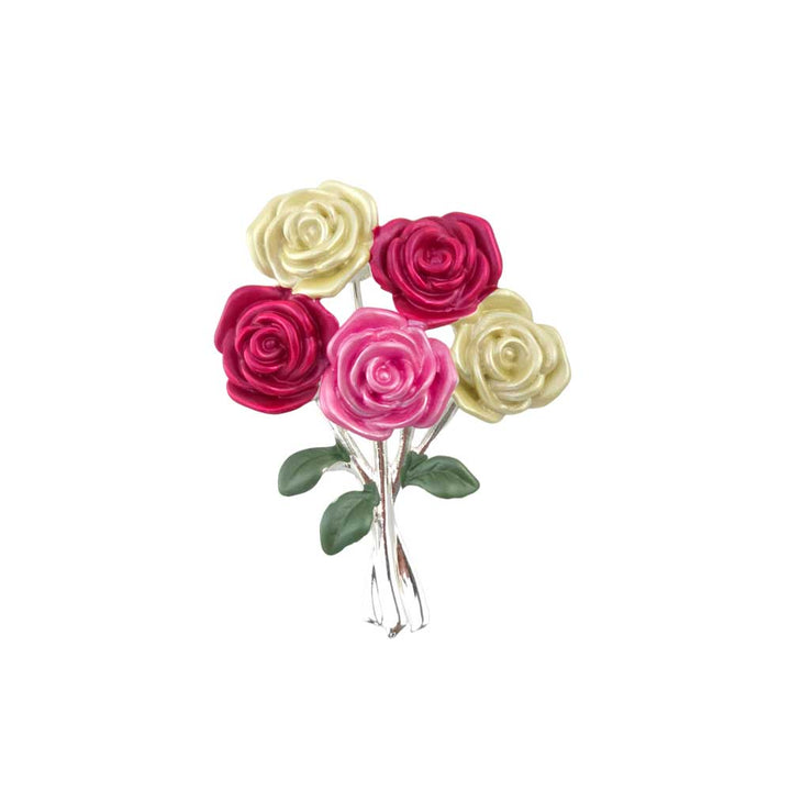 Rose Bouquet | Silver Tone Brooch | Mini Gift | Cracker Filler