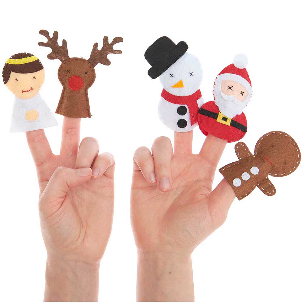 Christmas | Felt Finger Puppet Craft Kit | Makes 5 | Kids Sewing Project