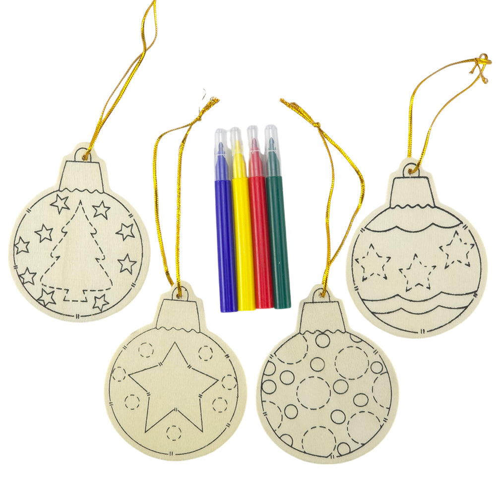 Christmas Bauble Tags | Kids Colour Your Own Christmas Activity | Set of 4