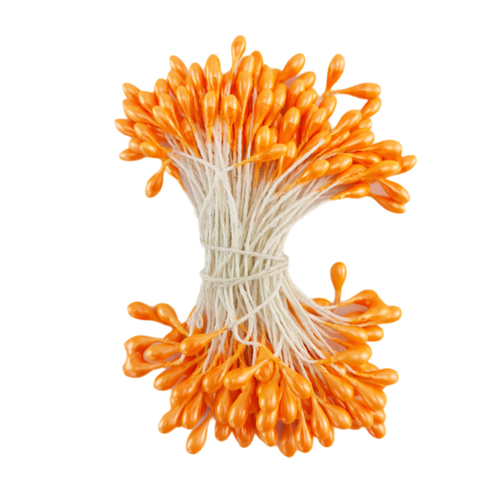 Pearl Orange | Flower Stamens for Crepe Paper Flower Making | 100 Pieces