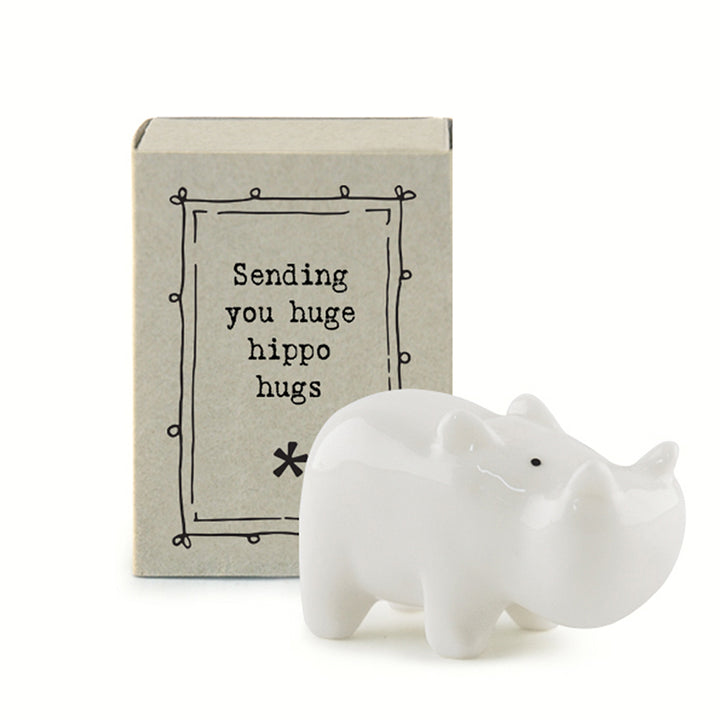 Sending You Huge Hippo Hugs | Ceramic Hippo | Matchbox Gift | Cracker Filler