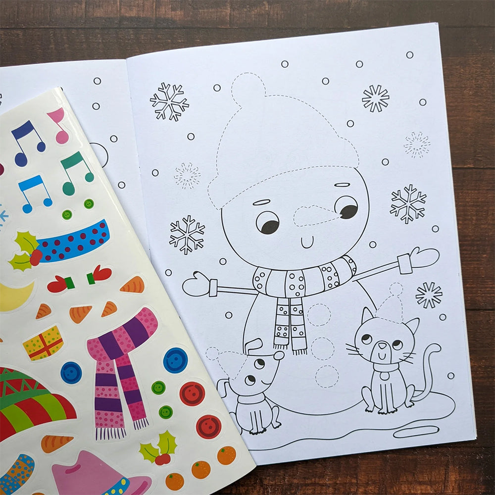 Snowman | Christmas Dress Me Up Kids Colouring & Activity Book | 100+ Stickers