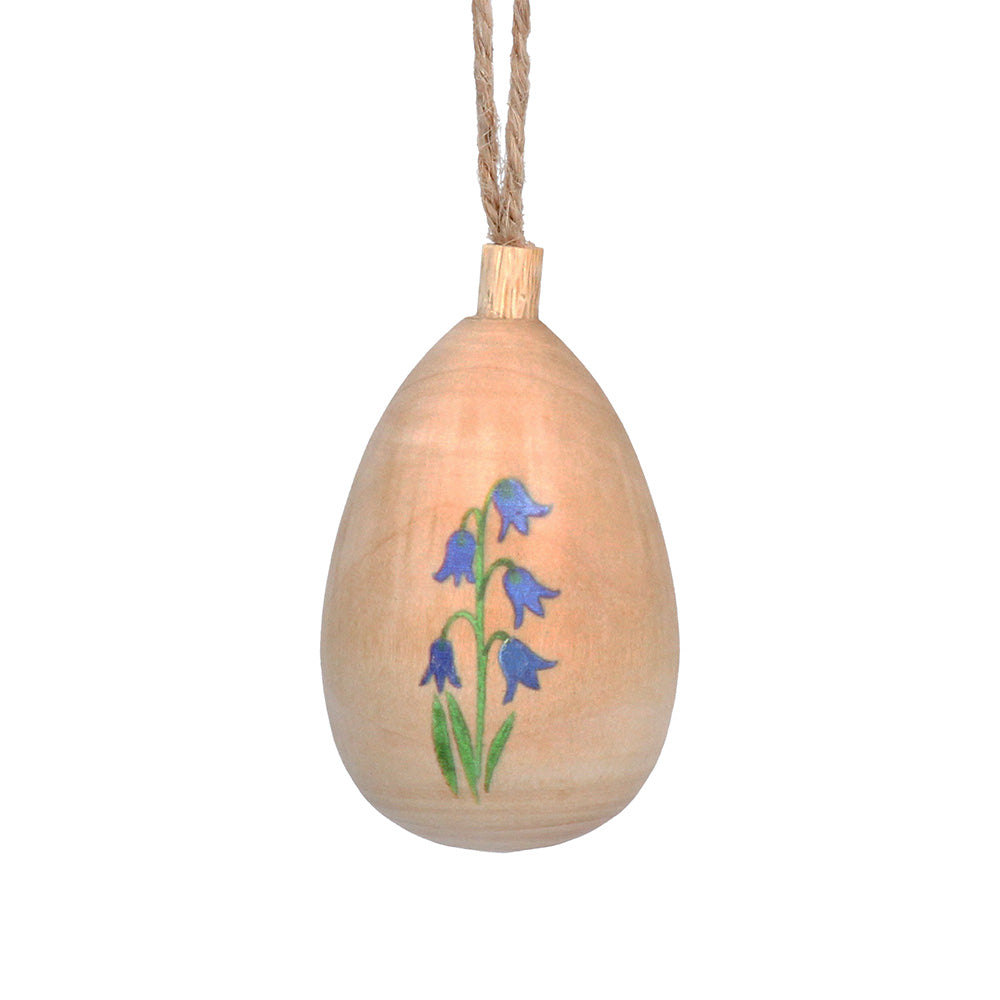 Pretty Bluebells | Wooden Hanging Egg Ornament | 5.5cm Tall