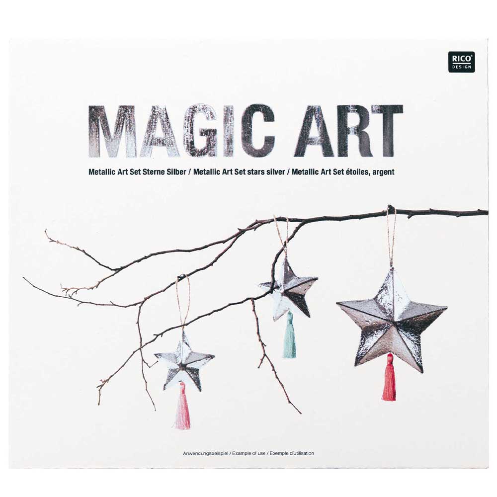 Silver | Metal Leafing Craft Kit | Makes 3 Hanging Christmas Stars