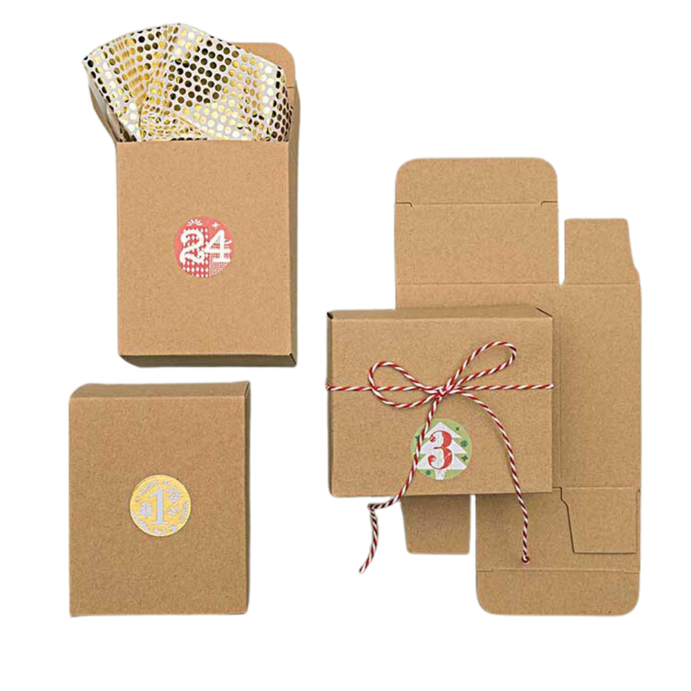 24 Advent Calendar Boxes | 4 x 8 x 10cm | Just Add Numbers  | Choice of Designs