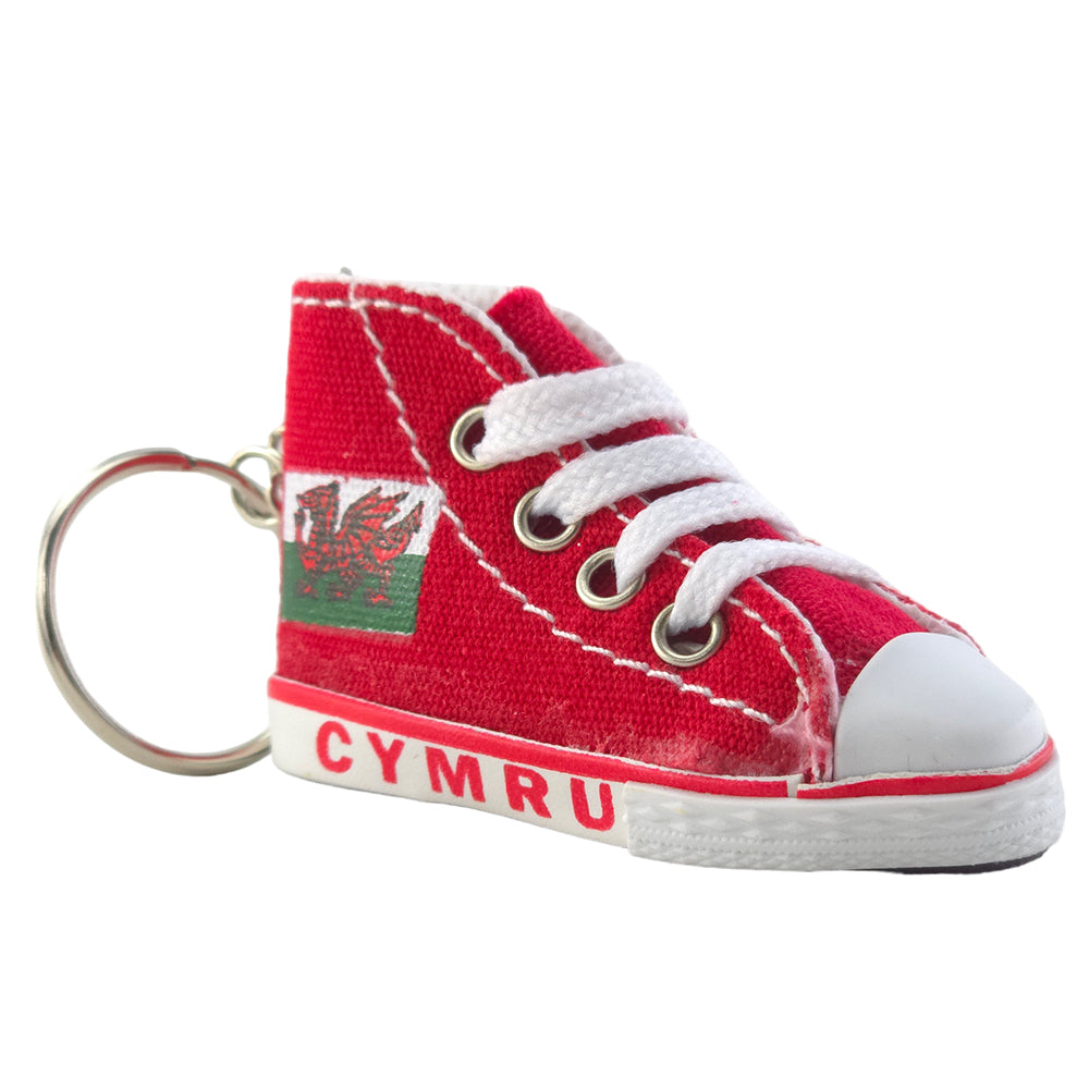 Wales Cymru | Canvas High Top Trainer Keyring | Mini Gift | Cracker Filler