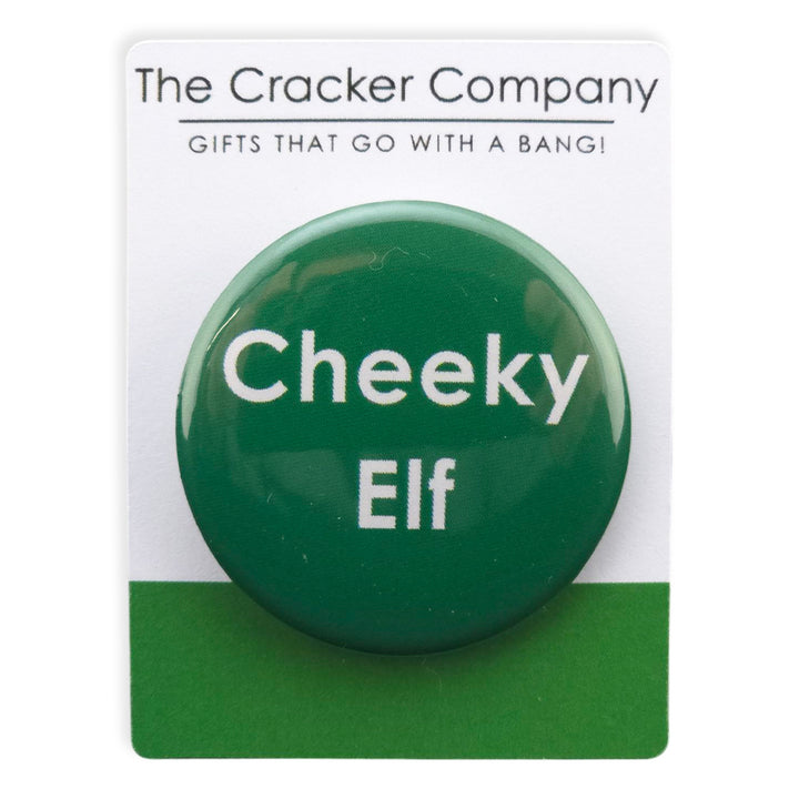 Cheeky Elf | 38mm Button Pin Badge | Mini Gift | Cracker Filler