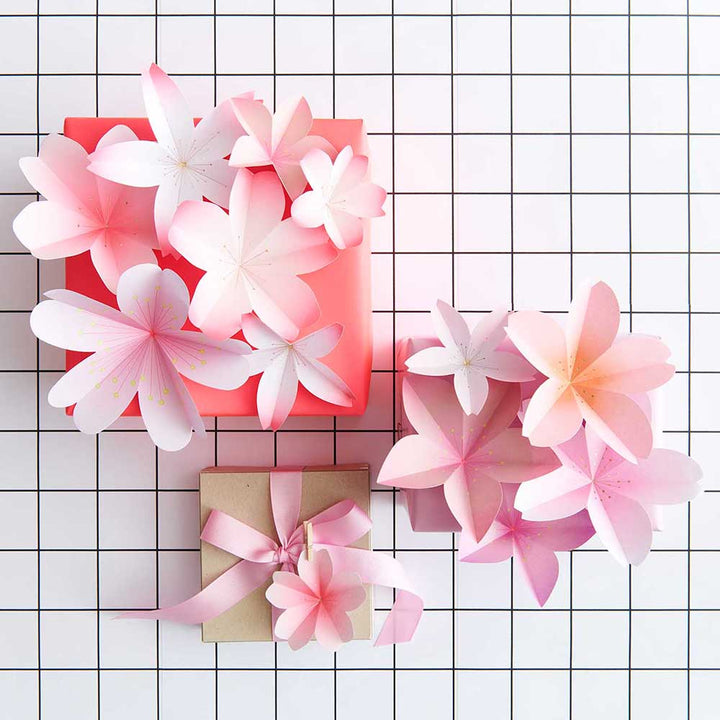 Cherry Blossom | Rounded Flat Paper Flowers for Papercrafts | 90 Pieces | Sakura