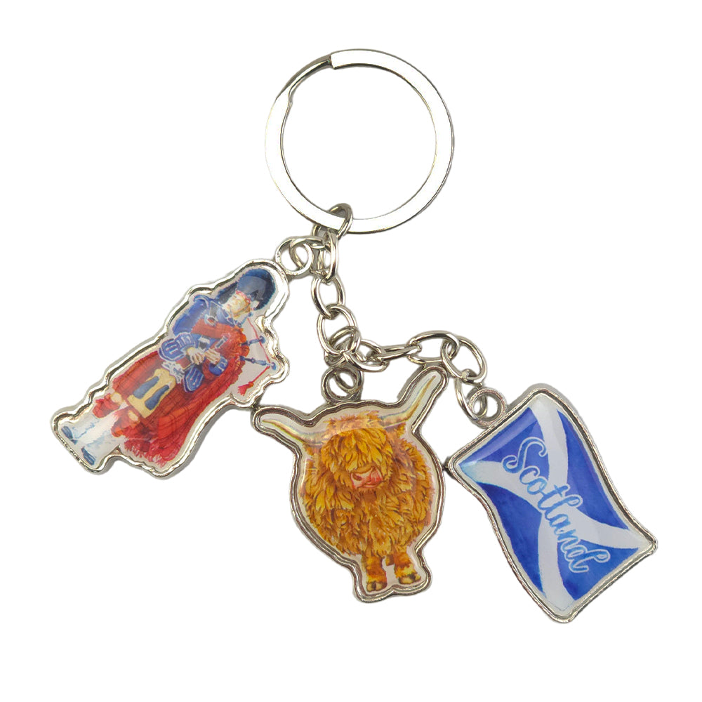 Watercolour Scotland | Metal Charm Keyring | Mini Gift | Cracker Filler