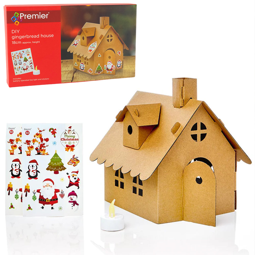 Make Your Own Gingerbread House | Kids Christmas Craft & Sticker Kit | 18cm Tall