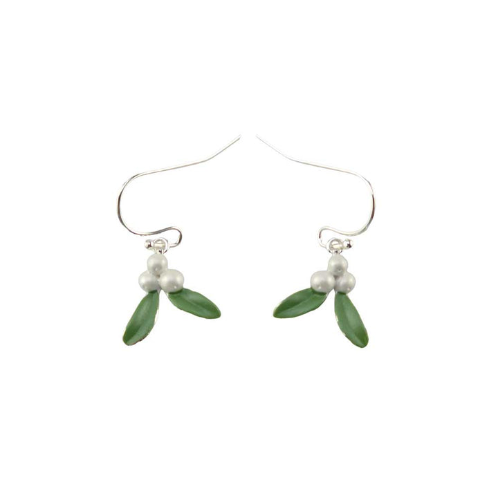 Christmas Mistletoe | Silver Tone Drop Earrings | Mini Gift | Cracker Filler