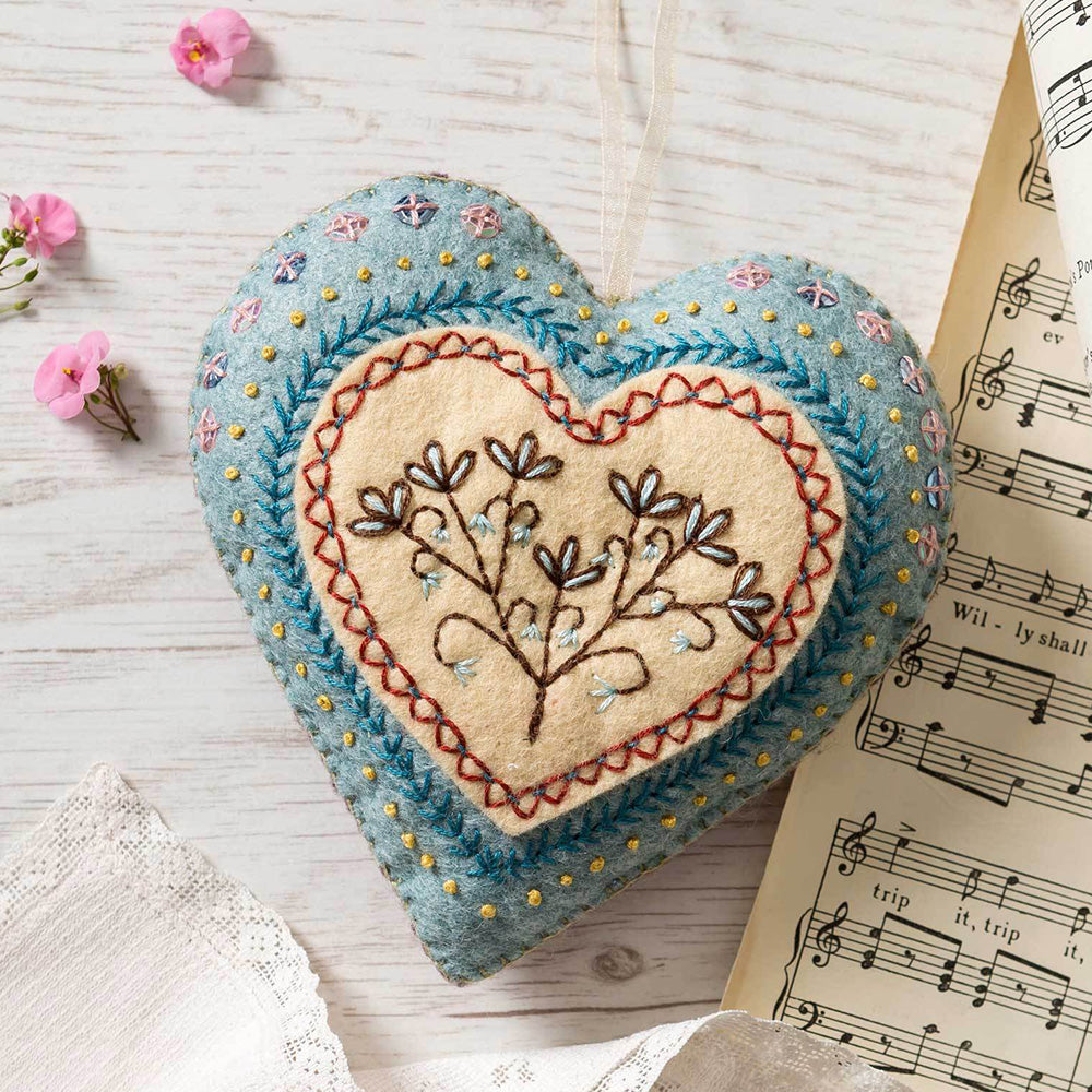 Embroidered Hanging Heart | Mini Felt Sewing Kit | Corinne Lapierre