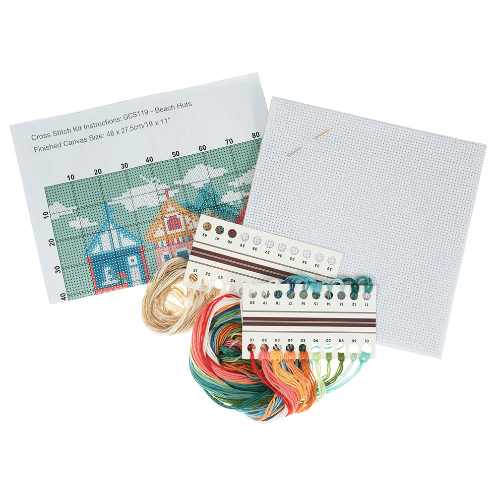 Seaside Beach Huts | Cross Stitch Kit | 48x28cm