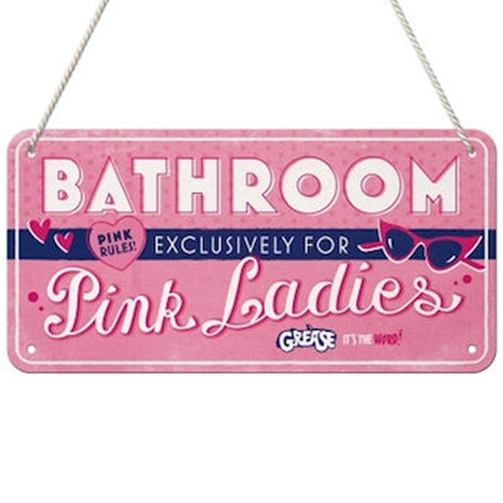 Pink Ladies | Grease | Exclusive Bathroom | Embossed Tin Sign | 20cm x 15cm