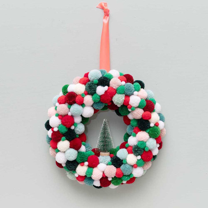 Christmas Mix | 24 Assorted Polyester Yarn Pom Poms | 3cm Wide