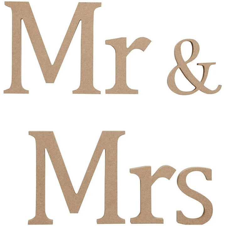 Mr & Mrs | Large 13cm Wooden MDF Letters for Crafts | Ready to Decorate