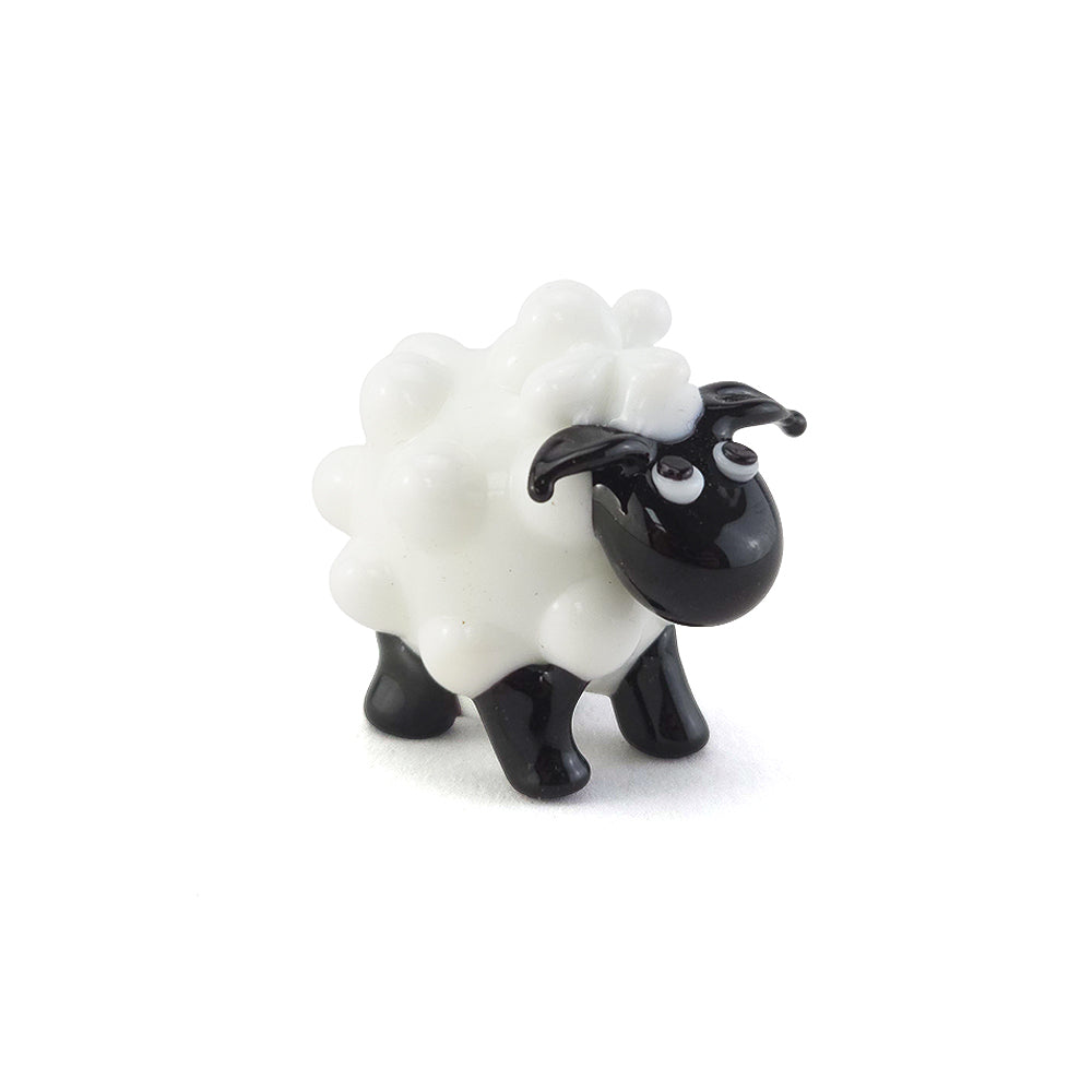 White Sheep | Miniature Glass Ornament | 3.5cm Wide | Mini Gift | Cracker Filler