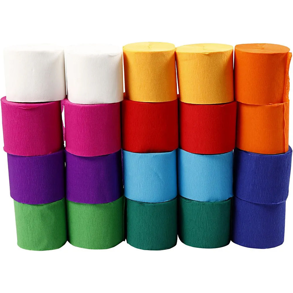 Crepe Rolls | For Streamers & Crafts | 20 Rolls | 5cm Wide | Flower Making