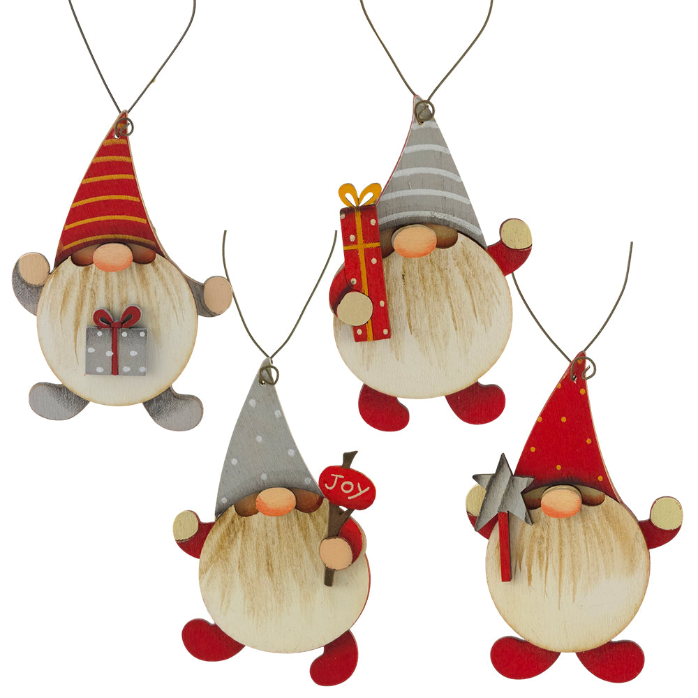 Christmas Gonk | Hanging Wooden Ornament | Single | 9cm Tall | Cracker Filler