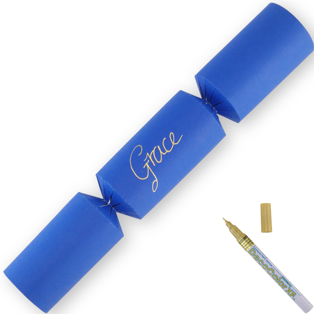 Royal Blue | 12 Personalise Your Own Crackers | Make & Fill Your Own | With Pen