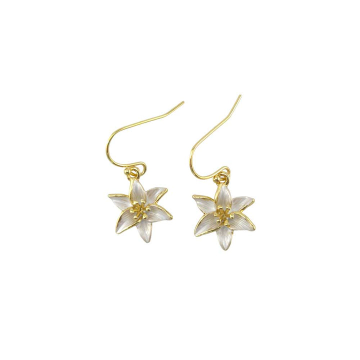 White Lily | Gold Tone Drop Earrings | Mini Gift | Cracker Filler