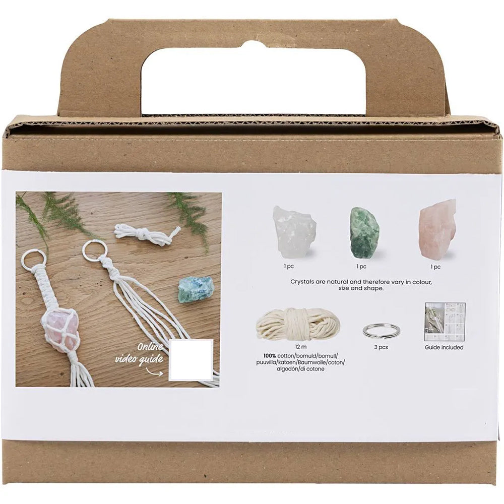 Crystals & Macrame Keyrings | Makes 3 | Mindfulness & Wellbeing Craft Kit