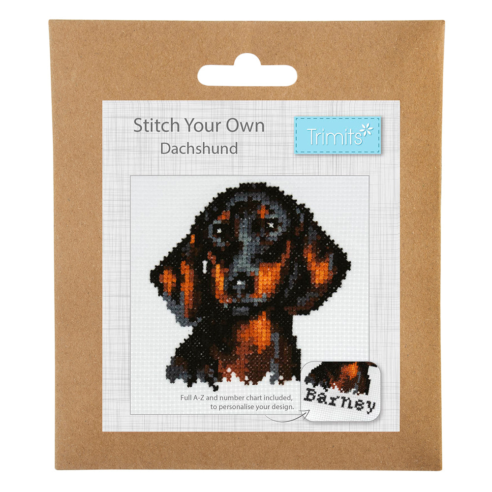 Dachshund | Personalisable | Cross Stitch | Complete Mini Kit | 13cm