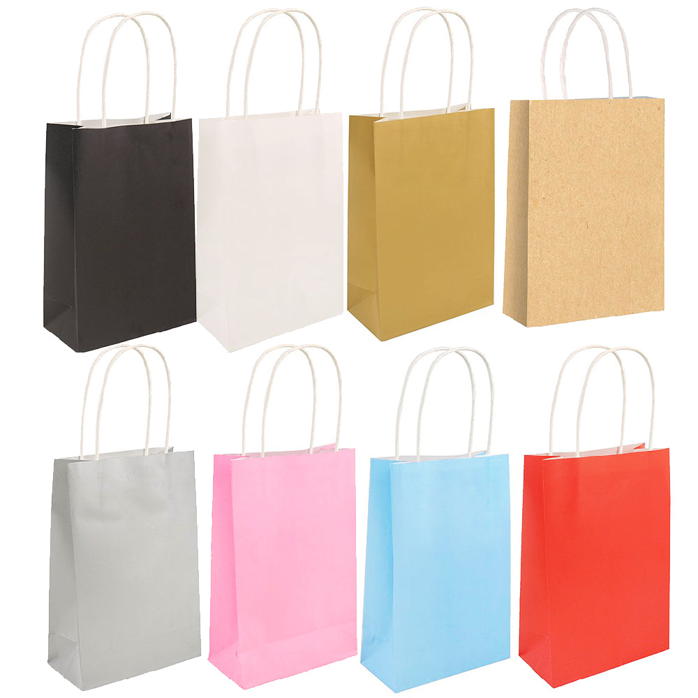 Paper Party Bags with Paper Handles | Choice of Colours | Recyclable | 21x14x7cm