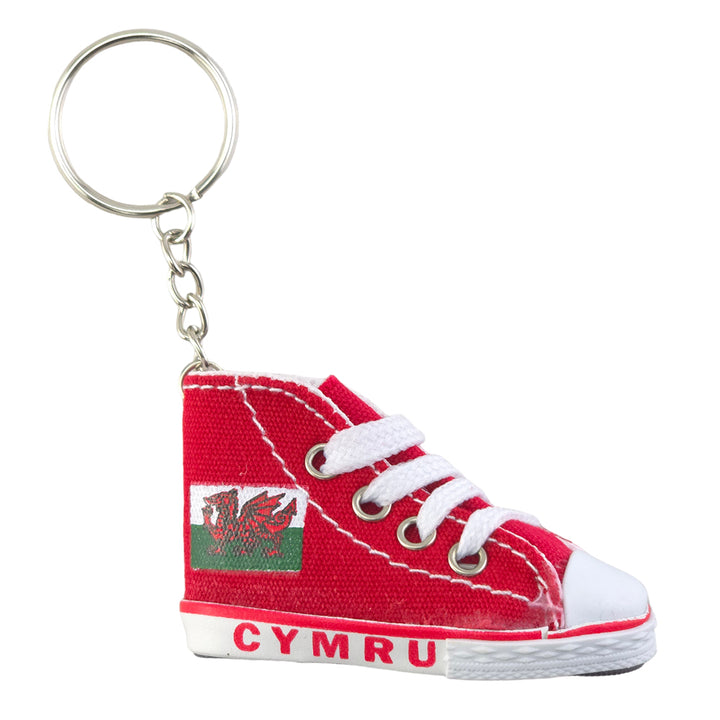 Wales Cymru | Canvas High Top Trainer Keyring | Mini Gift | Cracker Filler