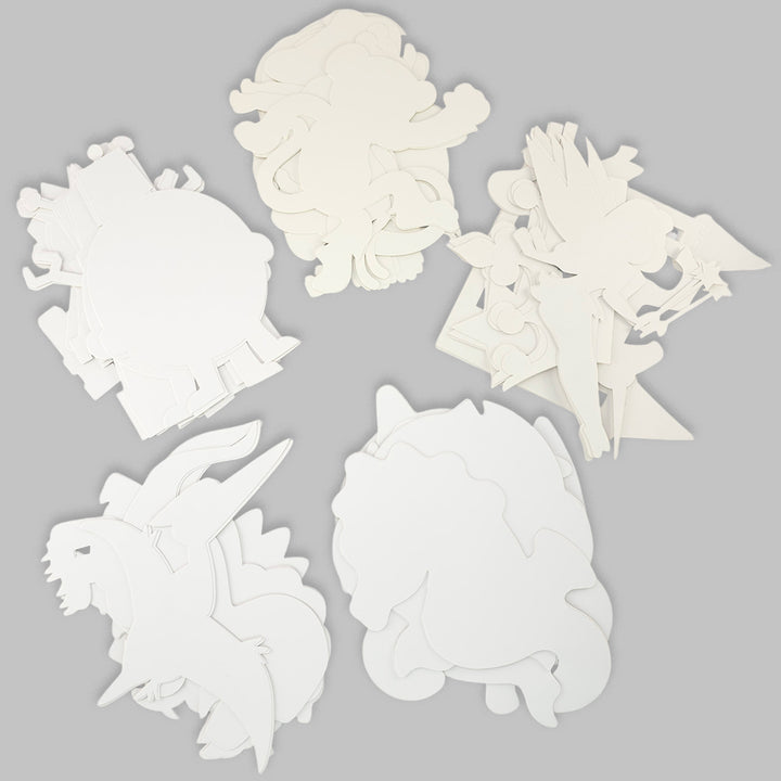 80 Assorted Shapes | Kids Group Crafts | Plain White | Colour, Paint & Decorate