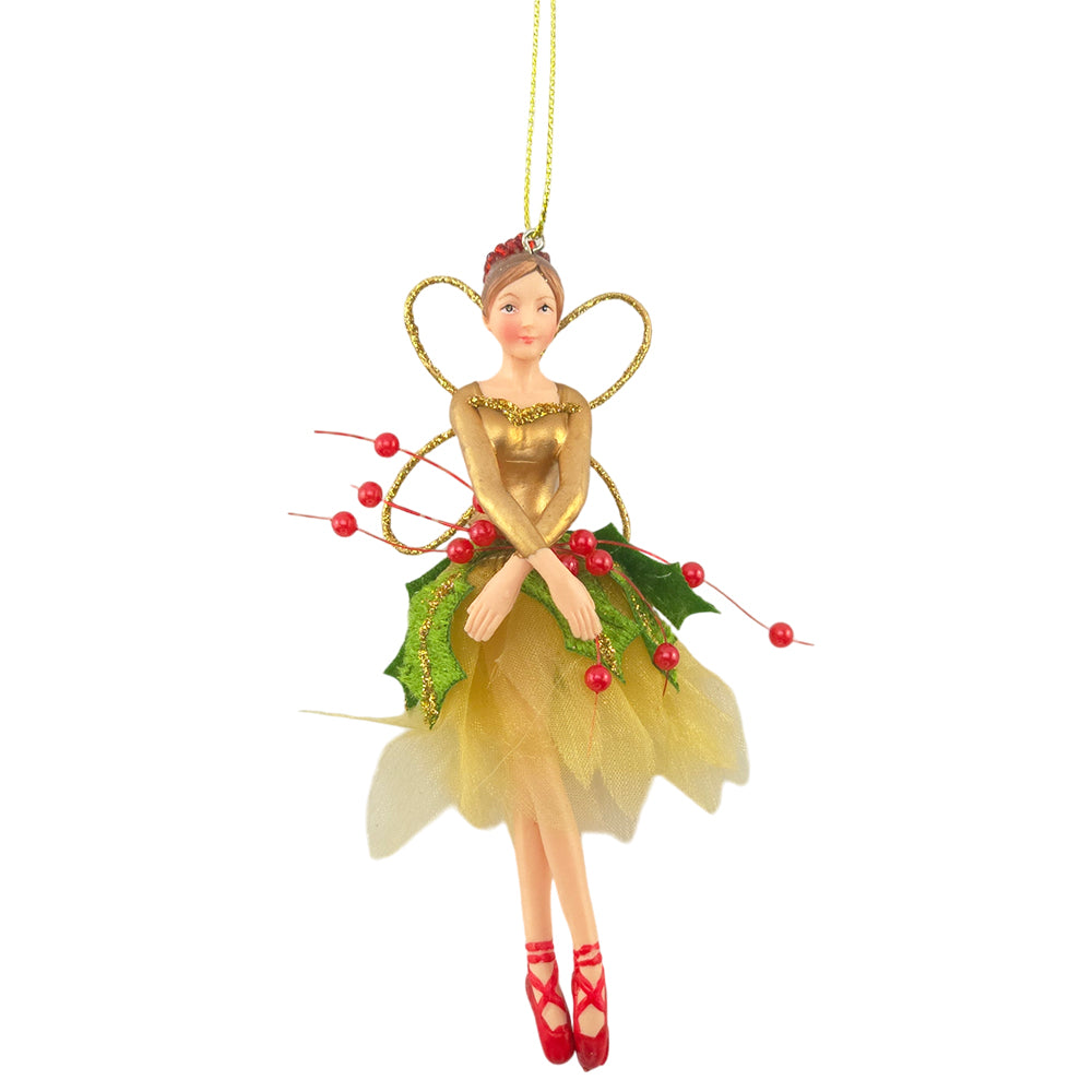 Gold Woodland Fairy | Christmas Tree Decoration | 13cm Tall | Gisela Graham