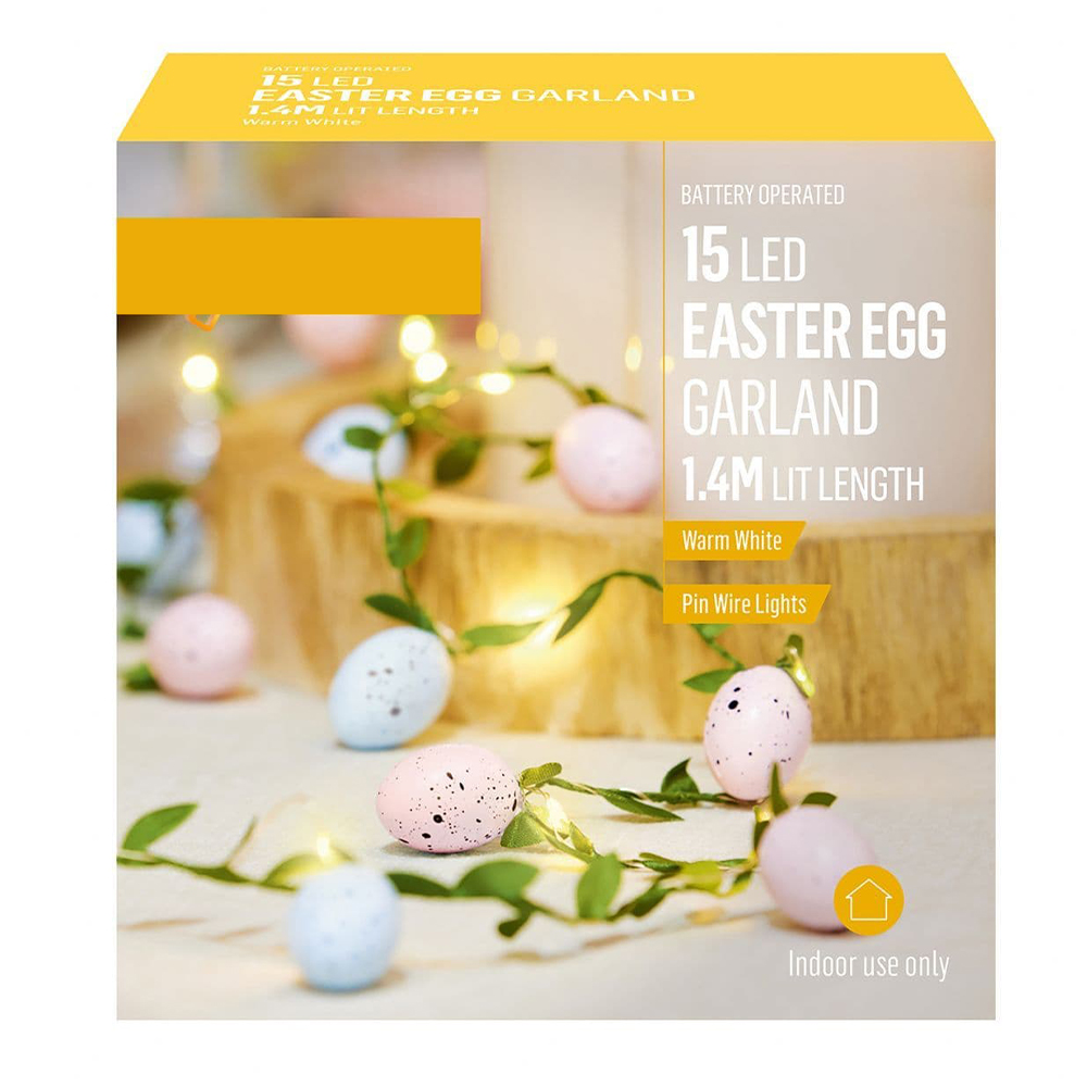 Speckled Easter Egg | Light Up LED Garland | 1.4m Long | 15 Lights