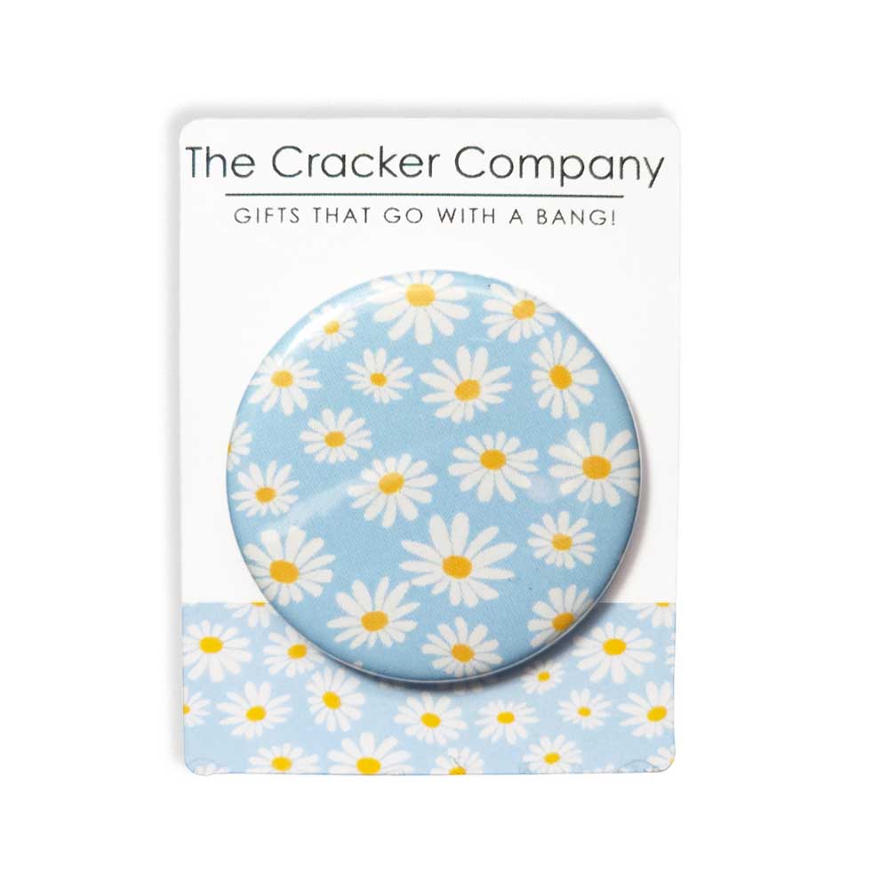 Daisy on a Blue Background | 38mm Button Pin Badge | Mini Gift | Cracker Filler