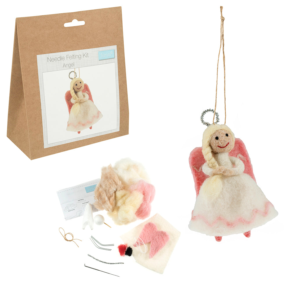 Christmas Angel | Complete Needle Felting Kit | Hanging Tree Ornament