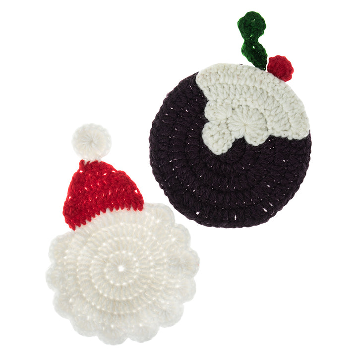 Christmas Coasters | Makes 2 | Crochet Craft Kit with Tool