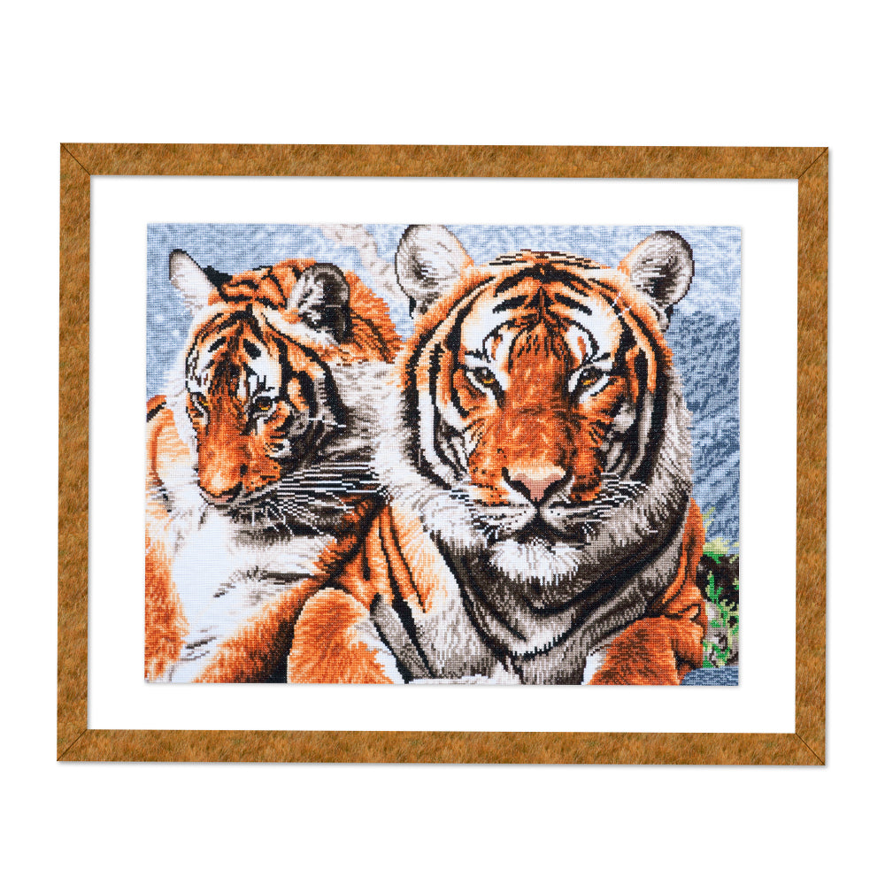 Tigers | Cross Stitch Kit | No Count | Colour Printed | 57cm x 44cm