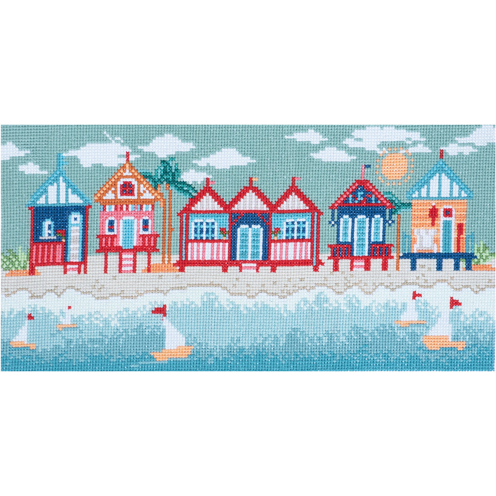 Seaside Beach Huts | Cross Stitch Kit | 48x28cm