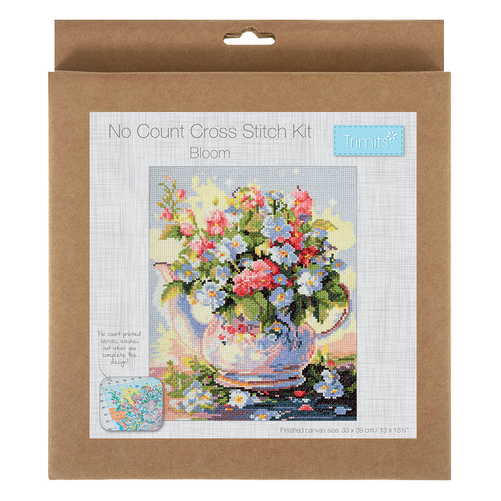 Flowers in Bloom | Cross Stitch Kit | No Count | Colour Printed | 33cm x 39cm