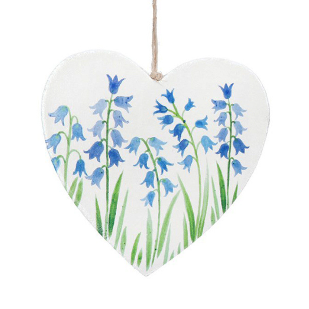 Bluebell Field | Wooden Hanging Springtime Heart | 8cm Wide