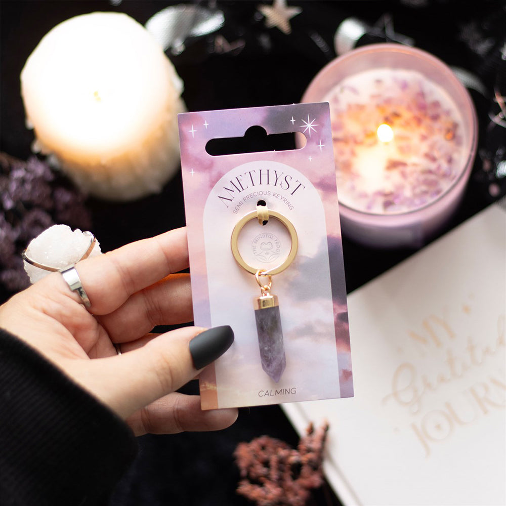 Calming | Amethyst Crystal Keyring | Wellbeing | Mini Gift | Cracker Filler