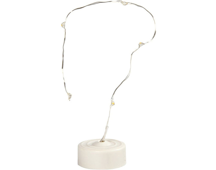 6 Warm White Battery LED Fairy Lights on Silver Cable - 27cm