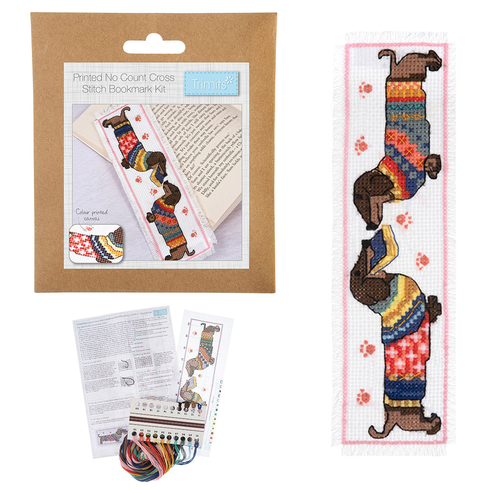 Woolly Jumper Dachshunds Bookmark | Complete Cross Stitch Kit