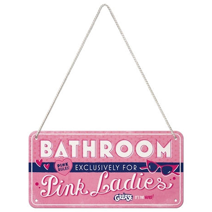 Pink Ladies | Grease | Exclusive Bathroom | Embossed Tin Sign | 20cm x 15cm