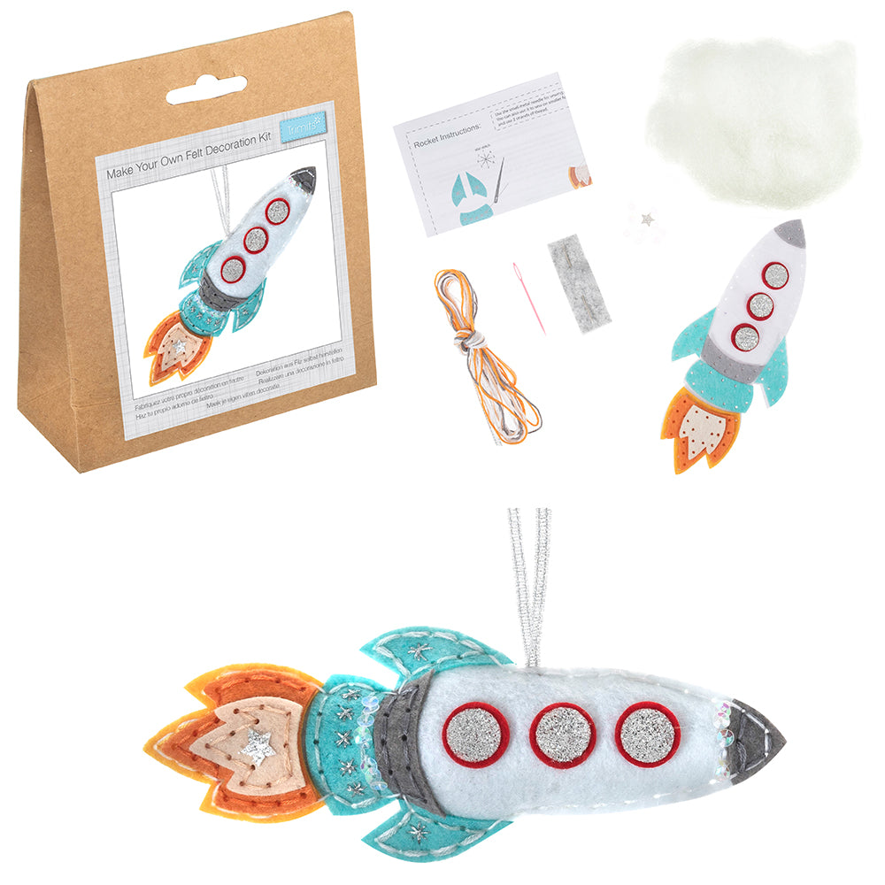 Space Rocket | Felt Sewing Kit | Hanging Ornament | Adults & Older Kids