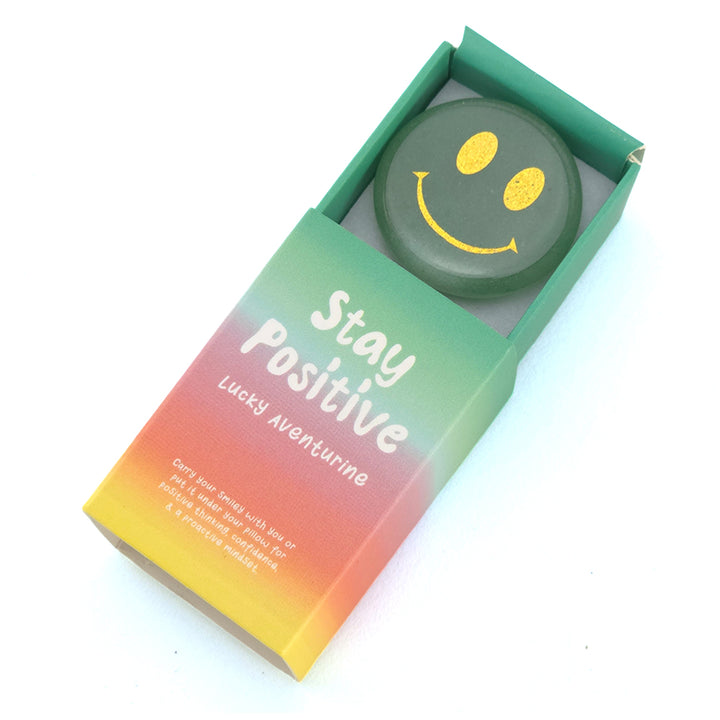 Stay Positive | Aventurine Happy Face Crystal | Matchbox Gift | Cracker Filler