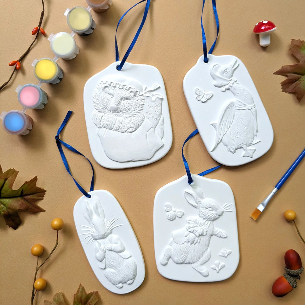 Peter Rabbit | Paint Your Own Hanging Decorations | Makes 4 | Kids Craft Kit