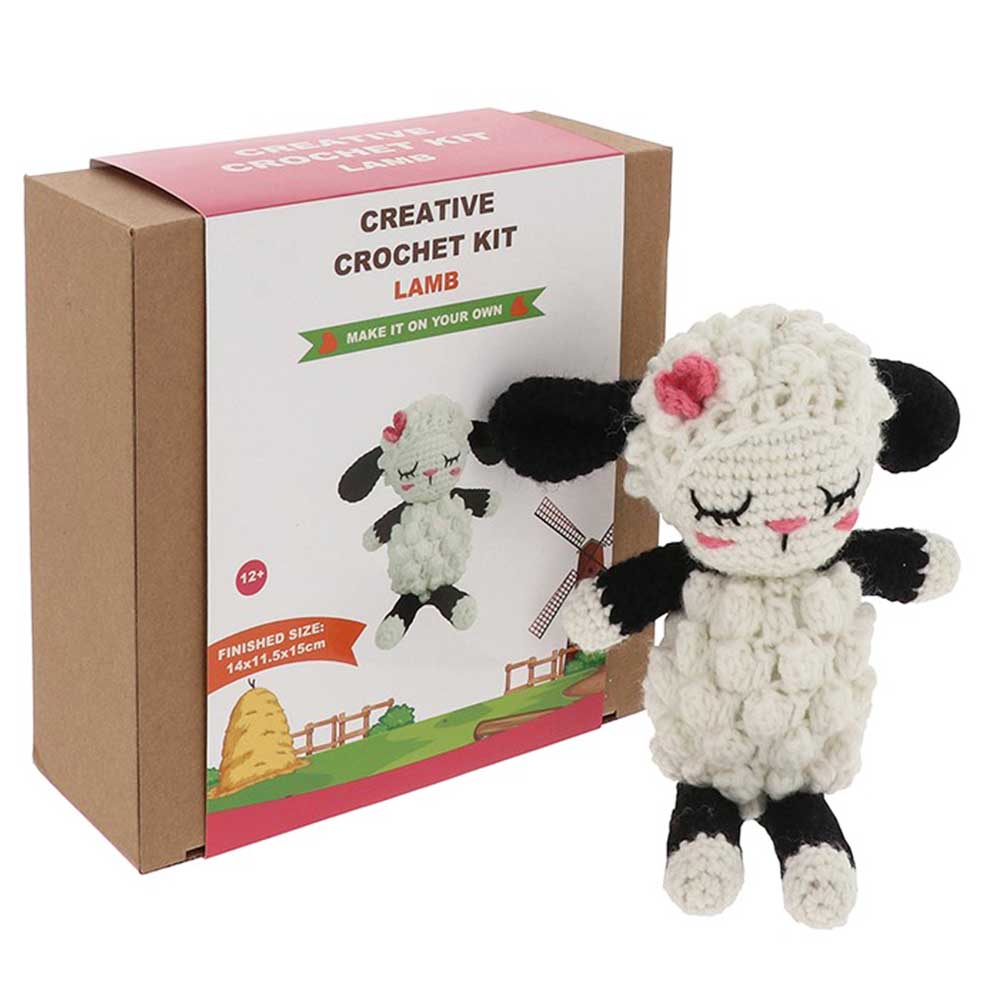 Pretty Lamb | Complete Crochet Craft Kit | Older Kids & Beginners