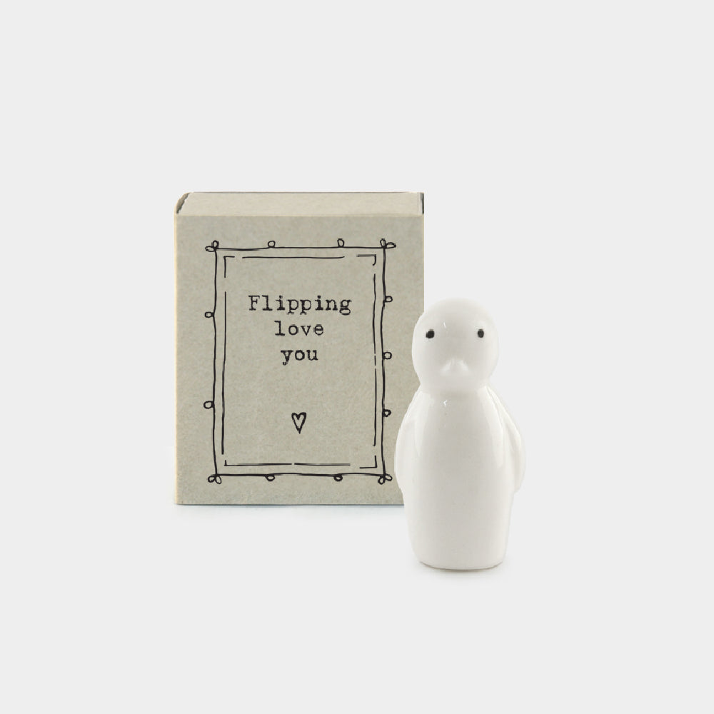 Flipping Love You | Ceramic Penguin | Cracker Filler | Matchbox Mini Gift