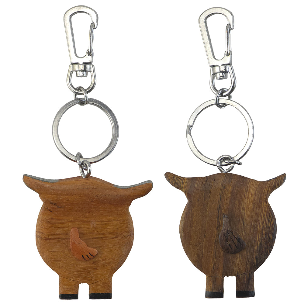 Single Highland Cow Wooden Keyring | Mini Gift | Cracker Filler